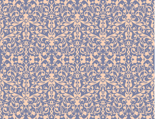Vintage swirl, violet seamless pattern background vector, damascus style
