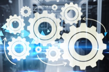 Composite image of digital composite image of gears 3d