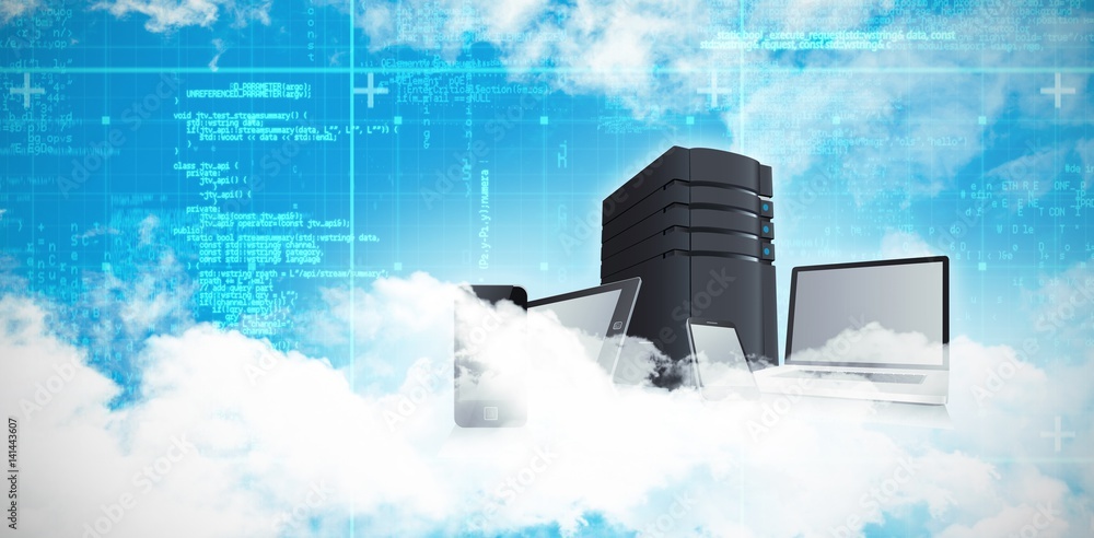 Poster composite image of scenic view of fluffy clouds 3d