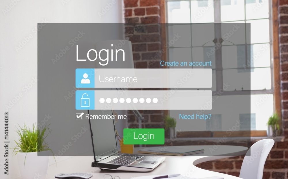 Poster composite image of close-up of login page