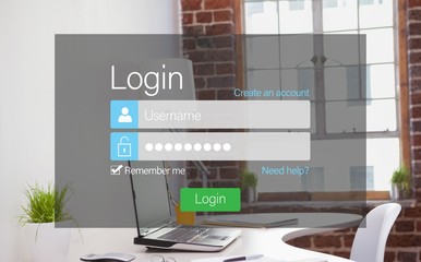 Composite image of close-up of login page