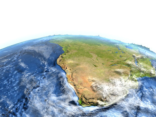 South of Africa on Earth - visible ocean floor