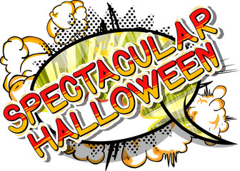 Spectacular Halloween - Comic book style word on abstract background.