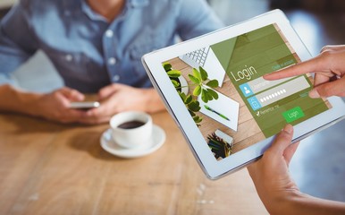 Composite image of close-up of login page