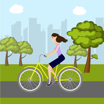Girl on bike in park