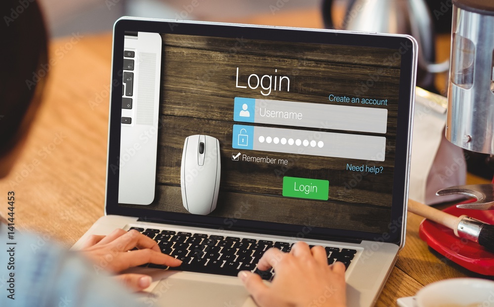 Poster composite image of close-up of login page