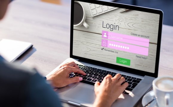 Composite image of close-up of login page