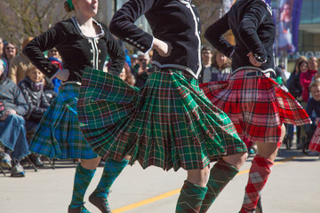 Group young females Scottish dance