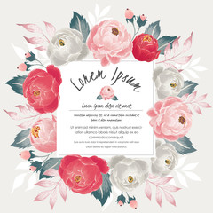  Vector illustration of a beautiful floral bouquet with frame in spring for Wedding, anniversary, birthday and party. Design for banner, poster, card, invitation and scrapbook 				