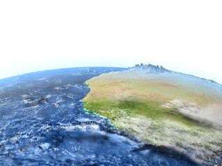 Western Africa on Earth - visible ocean floor