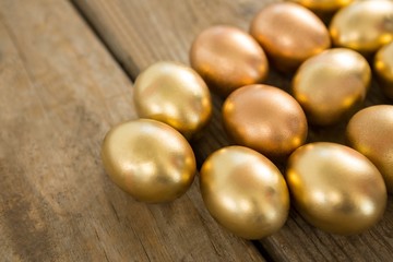 Fototapeta na wymiar Close-up of golden Easter eggs