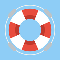 Life buoy on  flat design.