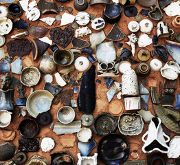 Old Japanese style ceramics handicrafts background,Retro and vintage background,Art Of Handcrafted clay products