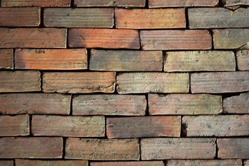 Grunge red brick wall background with copy space,brick floor.