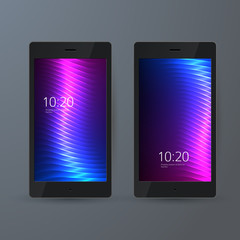 mobile mockup vertical banner background blue purple neon effect