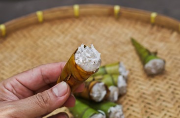 steamed banana dessert in my hand