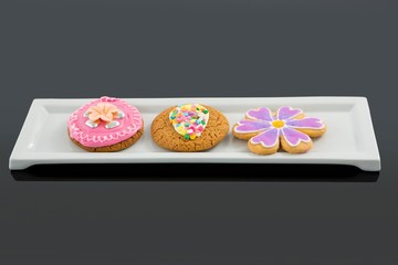 Close-up of delicious ginger bread cookie in tray