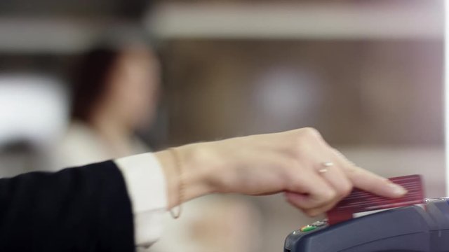 Credit card swipe through terminal machine