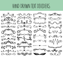 Set of hand drawn text dividers.