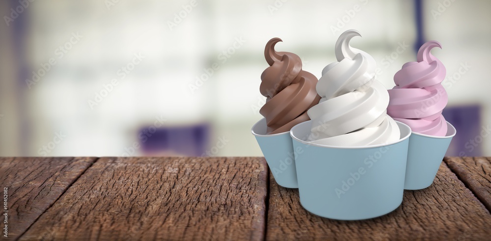 Poster composite image of 3d composite image of cupcakes