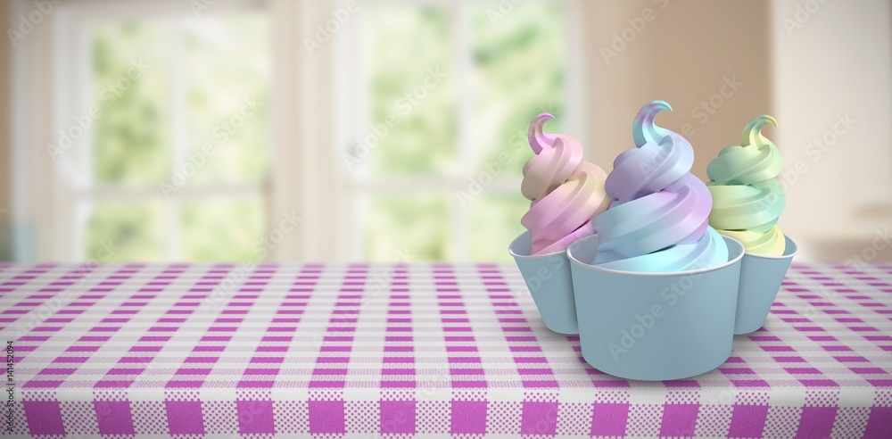 Poster composite image of 3d composite image of cupcakes