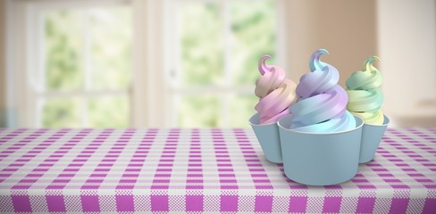 Composite image of 3d composite image of  cupcakes