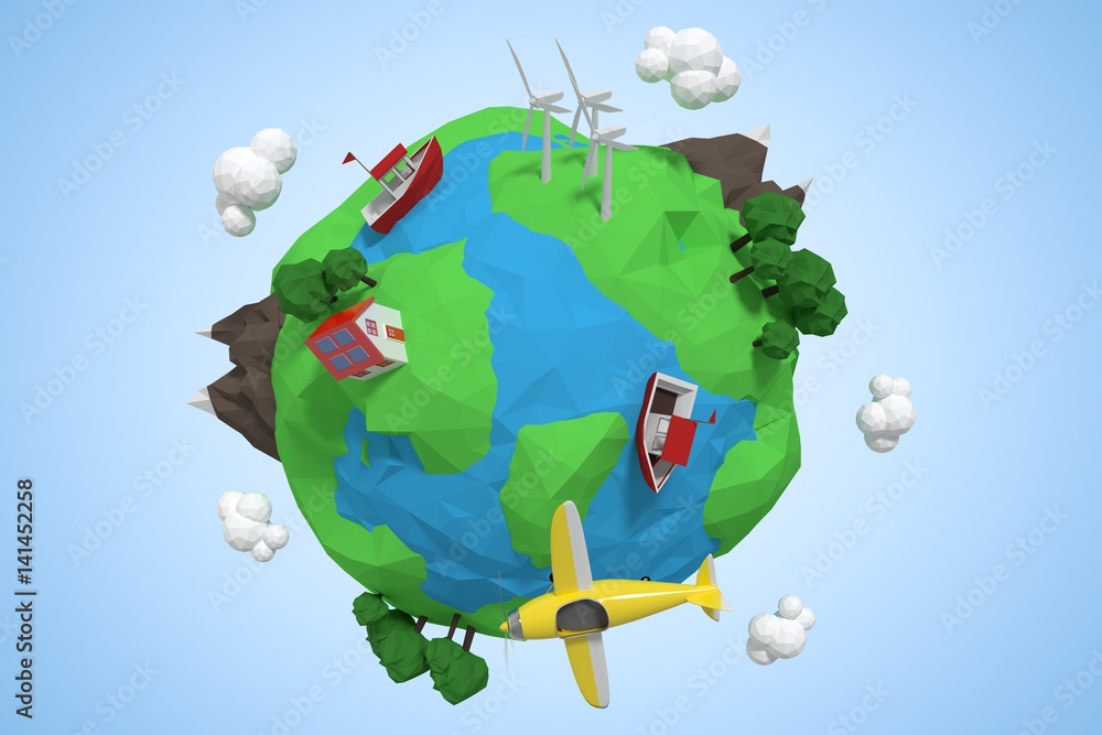 Poster Composite image of composite image of globe icons 3d