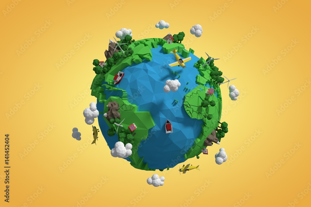 Poster composite image of composite image of globe icon 3d