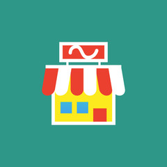 Vector icon or illustration showing store building in outline style