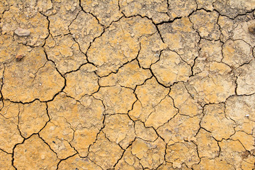 Cracked dry brown soil background, global warming effect