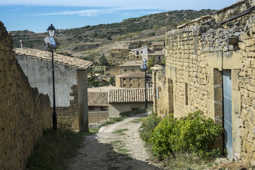 Traditional architecture in Uncastillo. It is a historic town and municipality in the province of...