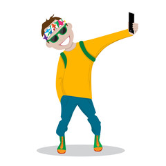 Funny guy makes a selfie