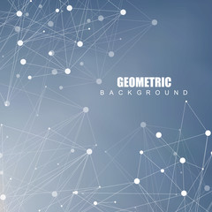 Geometric abstract background with connected line and dots. Structure molecule and communication. Scientific concept for your design. Medical, technology, science background. Vector illustration.