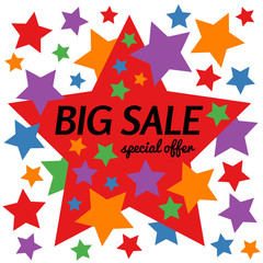 Big sale special offer star banner on white background.  Vector background with colorful design elements. Vector illustration.
