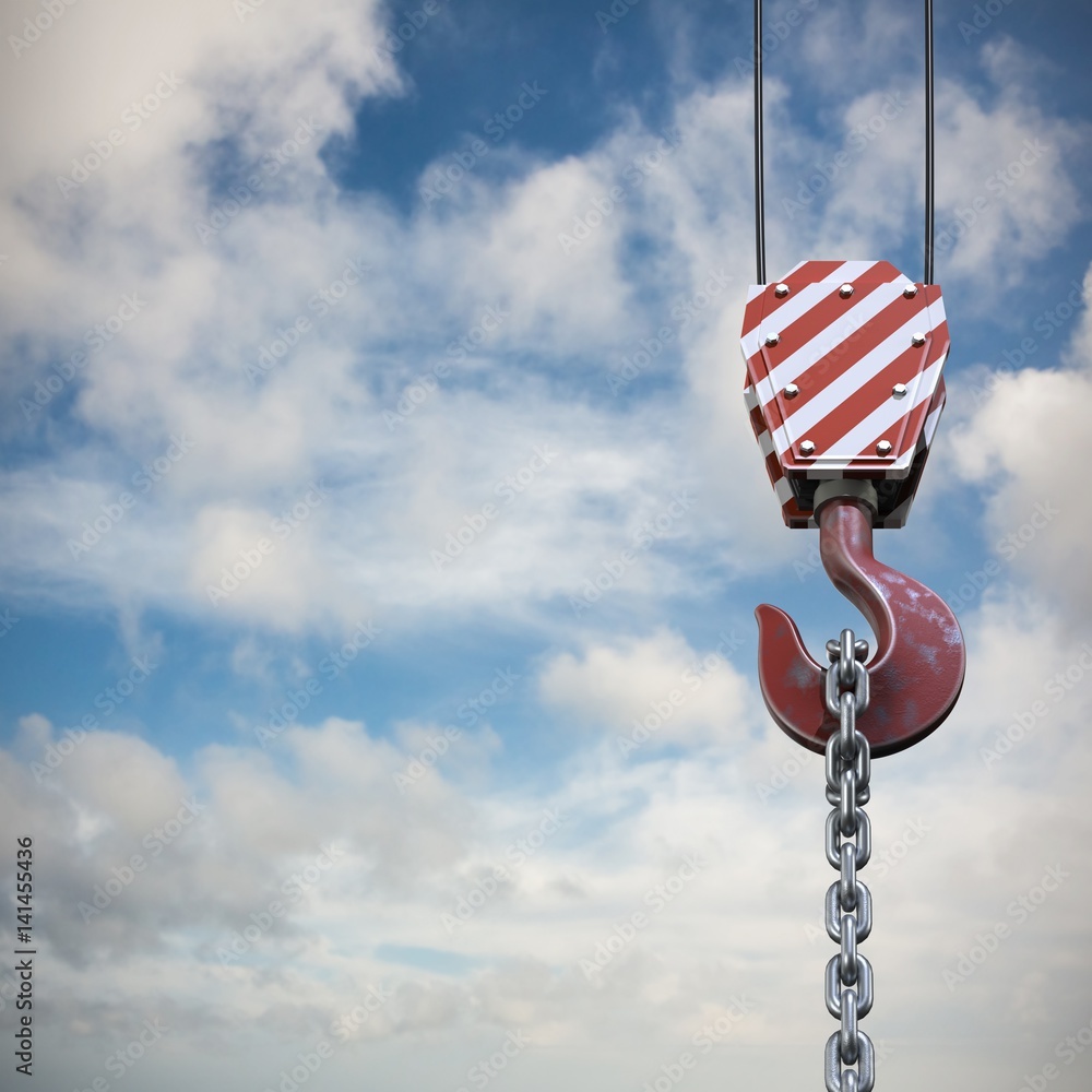 Sticker Composite image of studio shoot of a crane lifting hook