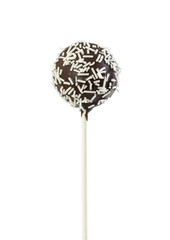 Chocolate cake pop with white sprinkles