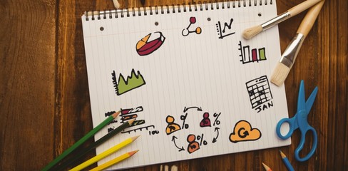 Composite image of digitally generated image of computer icons