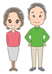 シニア男女のイラスト（全身）