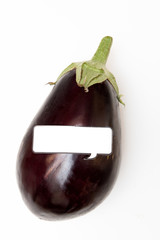 Purple aubergine and comics style label