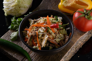  Asian food on a black background