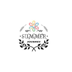 Badge as part of the design - Summer. Sticker, stamp, logo - hands made. With the use of floral elements, calligraphy and lettering