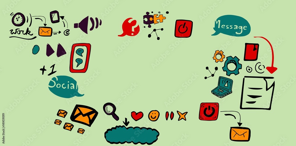 Poster composite image of composite image of social media symbols