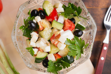 salad with olives and cheese, Greek salad