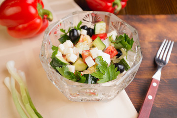 salad with olives and cheese, Greek salad