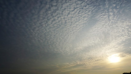 The sunbeam or sunlight in the sky.