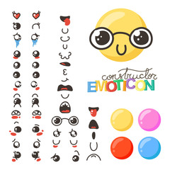 Constructor of cute lovely kawaii emoticon.