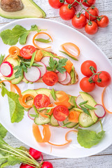 Vegan sandwich with avocado salad. 