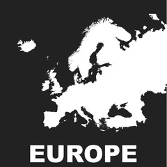 Europe map icon. Flat vector illustration. Europe sign symbol with on black background.