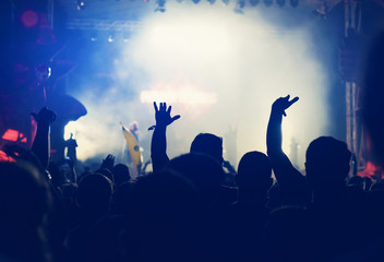 Crowd with arms outstretched at concert