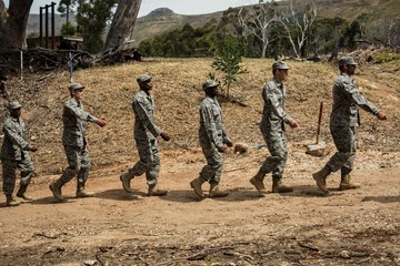 Fototapeta premium Group of military soldiers in a training session